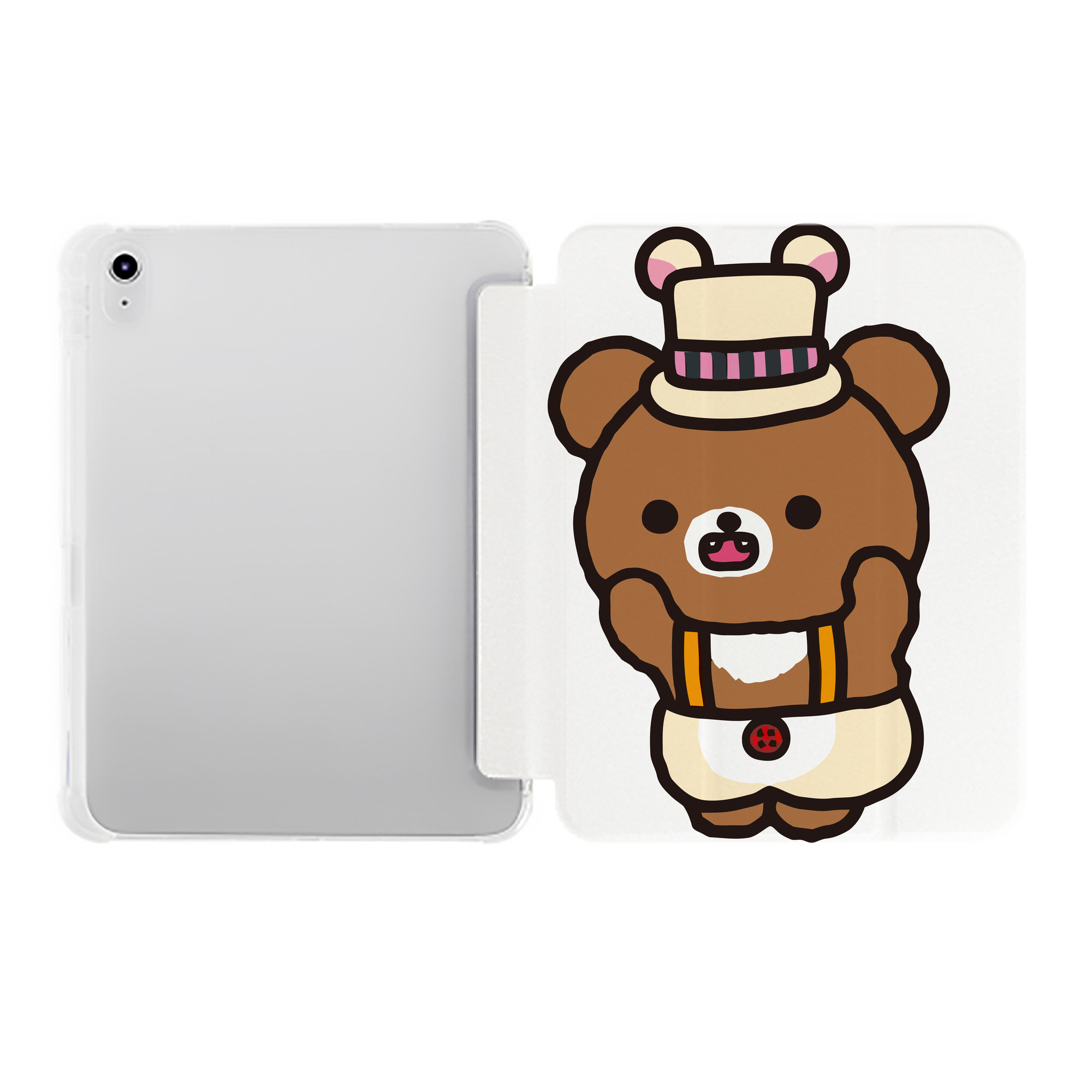 （画像用） リラックマ リラックマ キイロイトリ Rilakkuma Korilakkuma Kiiroitori IPad ケース ペン収納付き 三つ折りスタンド PUレザー×シリコン 対応機種9.5/10.5/10.9インチ